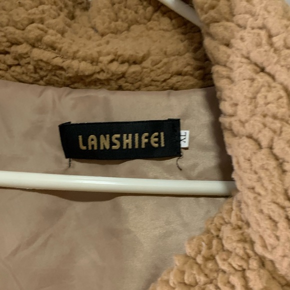 brown fluffy jacket - Picture 2 of 3